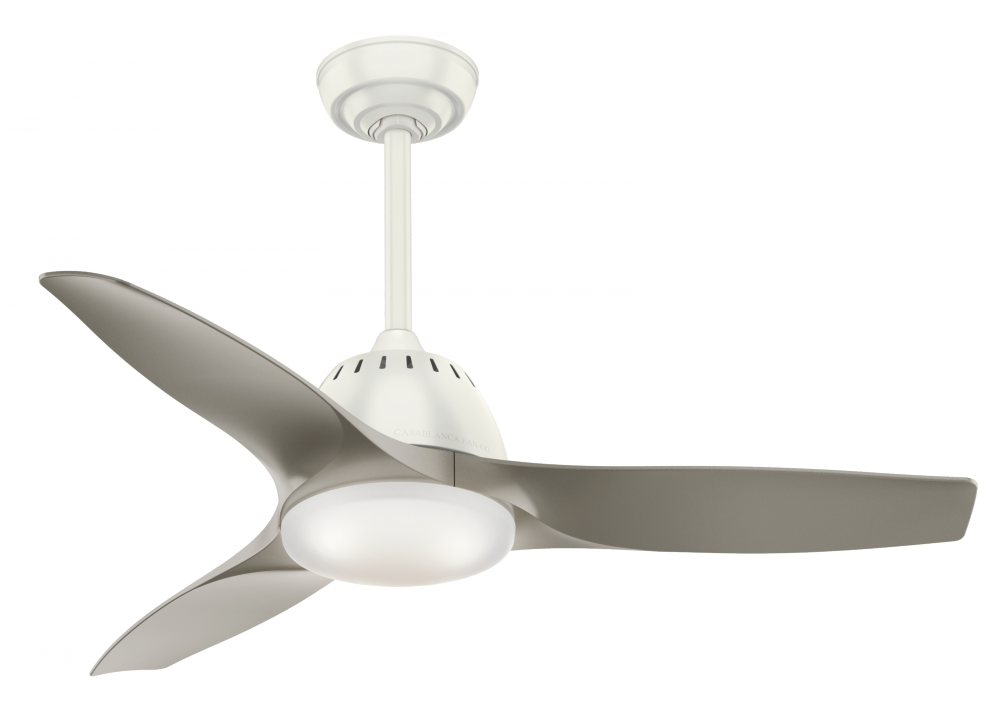 Casablanca 44 inch Wisp Fresh White Ceiling Fan with LED Light Kit and Handheld Remote