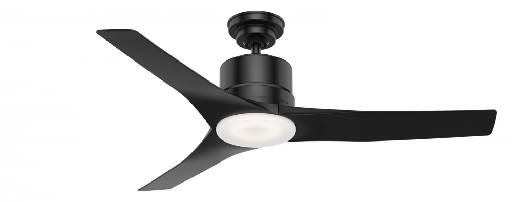 Casablanca 52 inch Piston Matte Black Damp Rated Ceiling Fan with LED Light Kit and Handheld Remote