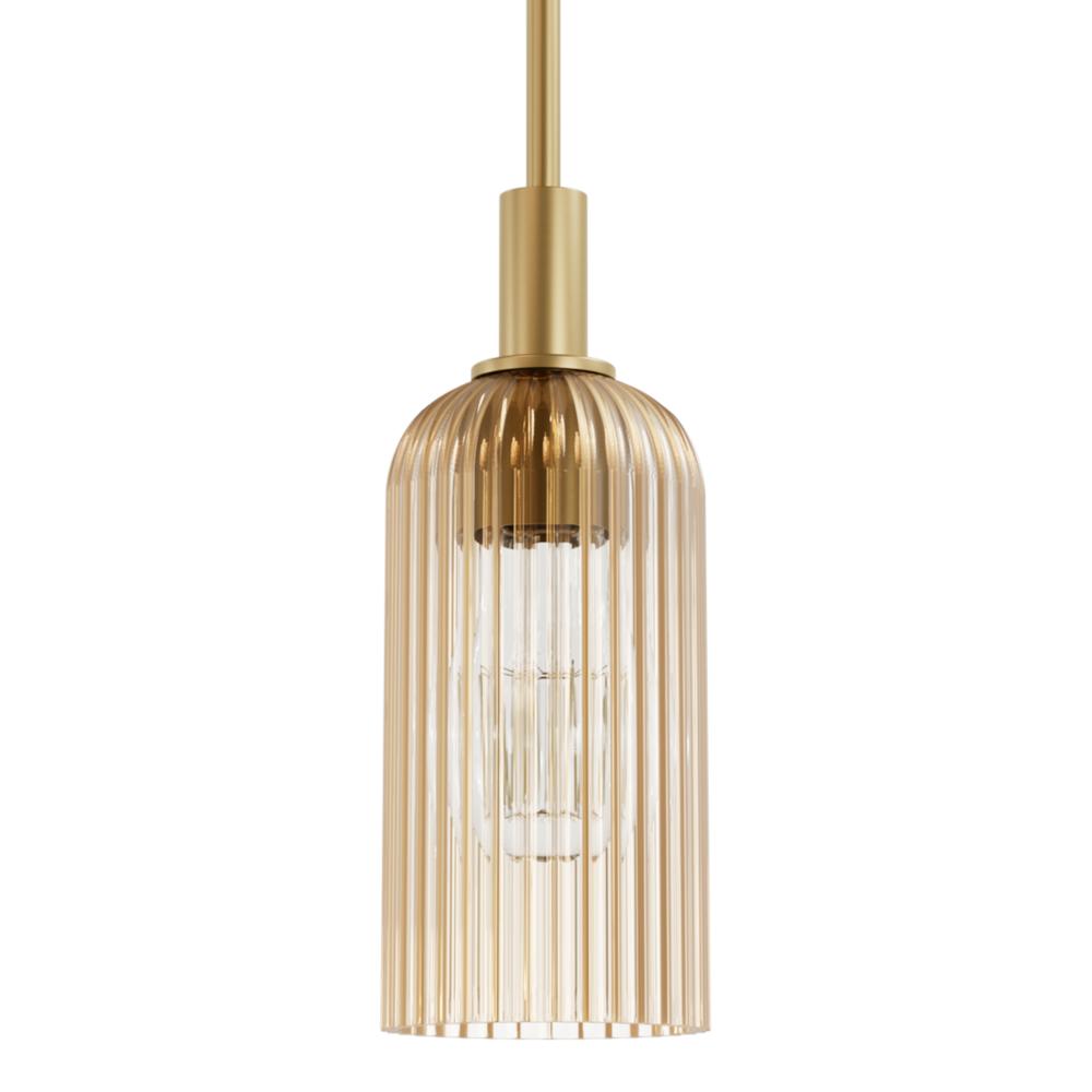 Hunter Beverly Glen Luxe Gold with Amber Glass 1 Light Pendant Ceiling Light Fixture