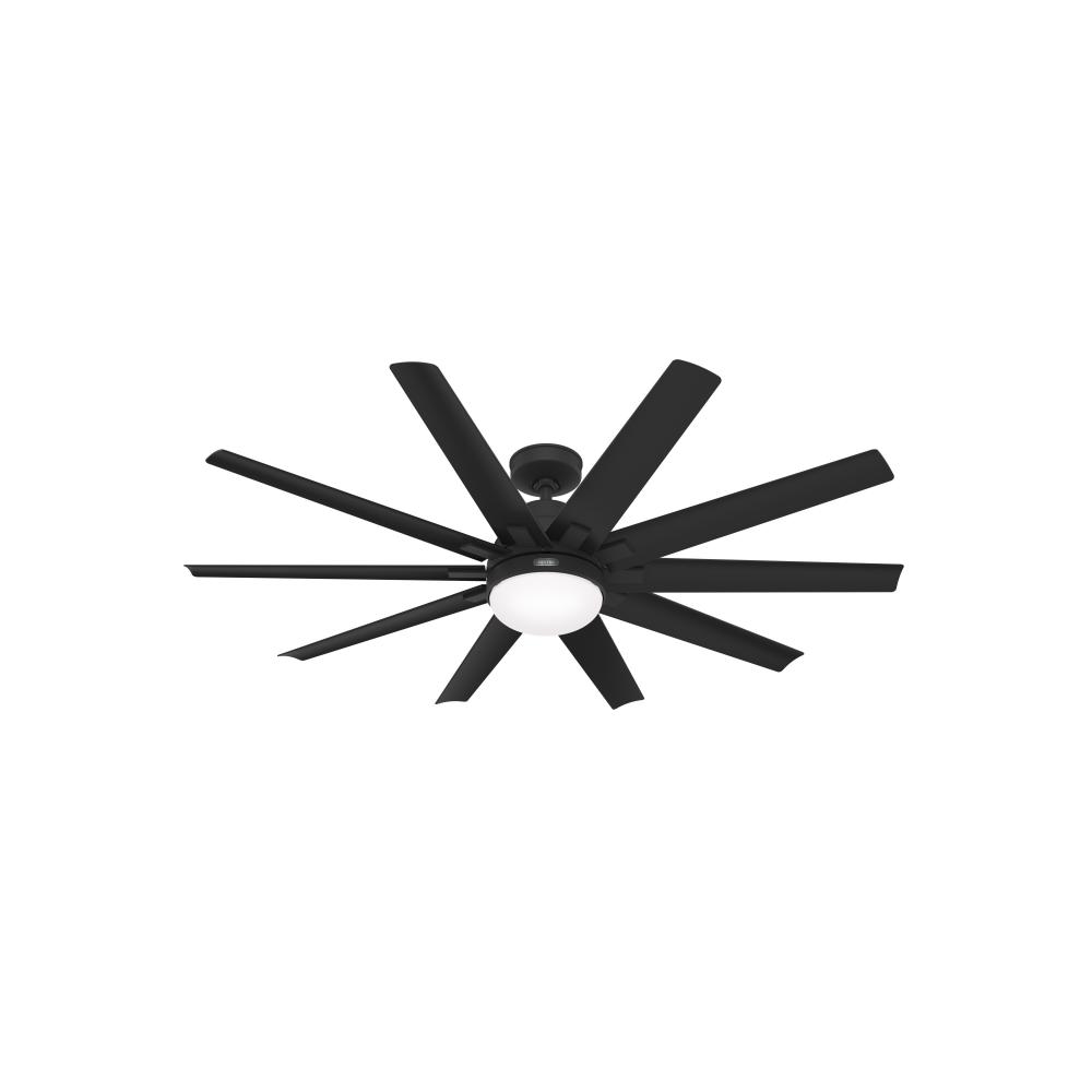 Hunter 60 inch Overton ENERGY STAR® Matte Black Damp Rated Ceiling Fan with LED Light Kit