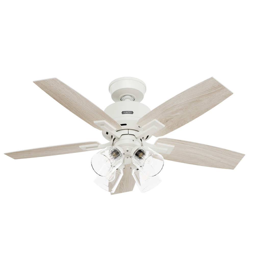 Hunter 44 inch Gatlinburg HunterExpress Matte White Ceiling Fan with LED LT Kit and Handheld Remote