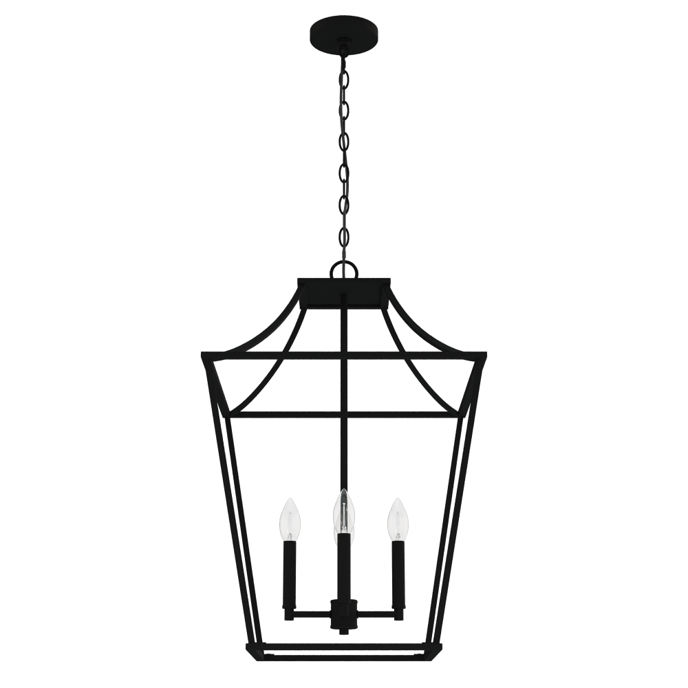 Hunter Laurel Ridge Natural Black Iron 4 Light Large Pendant Ceiling Light Fixture