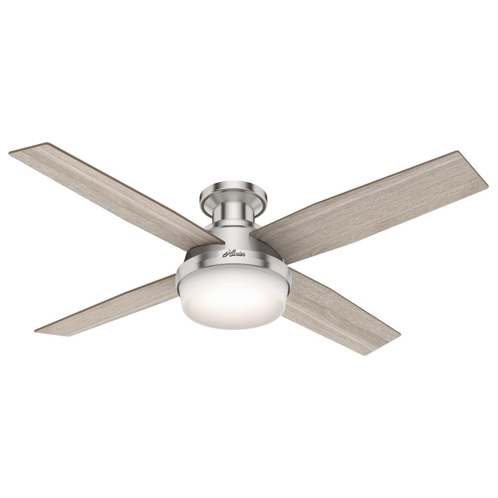 Hunter 52 inch Dempsey Brushed Nickel Low Profile Ceiling Fan with LED LT Kit and Handheld Remote