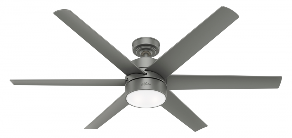 Hunter 60 inch Solaria ENERGY STAR® Matte Silver Damp Rated Ceiling Fan with LED Light Kit