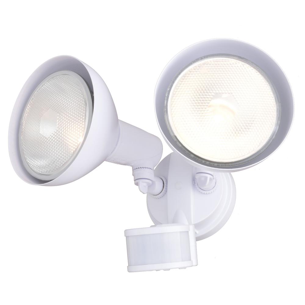 11.75-in. 2 Light Outdoor Motion Sensor Security Flood Light White 240 Deg.