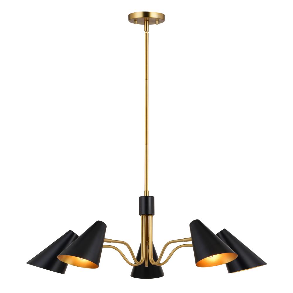 Pryce 30.75-in. 5 Light Chandelier Matte Black and Satin Brass