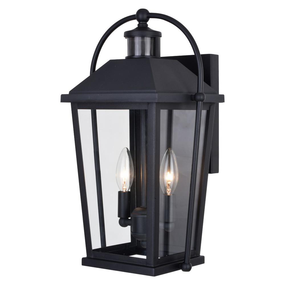 Lexington 2 Light Dualux 9.5-in. Outdoor Motion Sensor Wall Light Textured Black