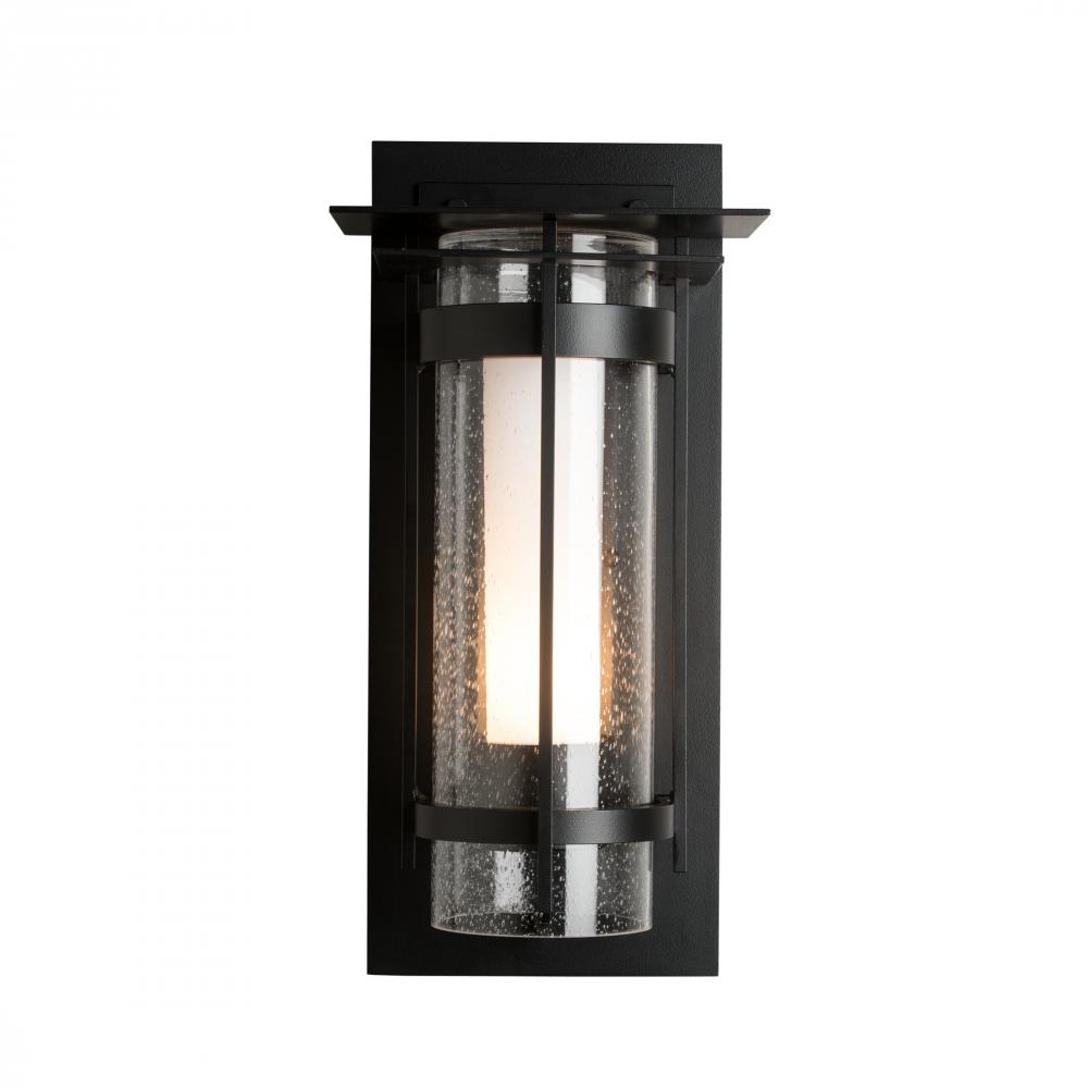 Torch  Seeded Glass with Top Plate Outdoor Sconce