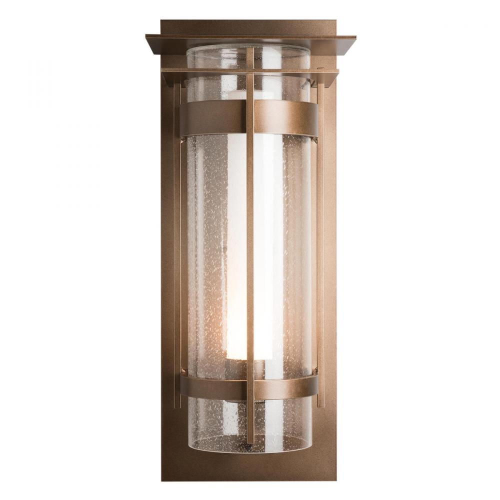 Banded Seeded Glass XL Outdoor Sconce with Top Plate