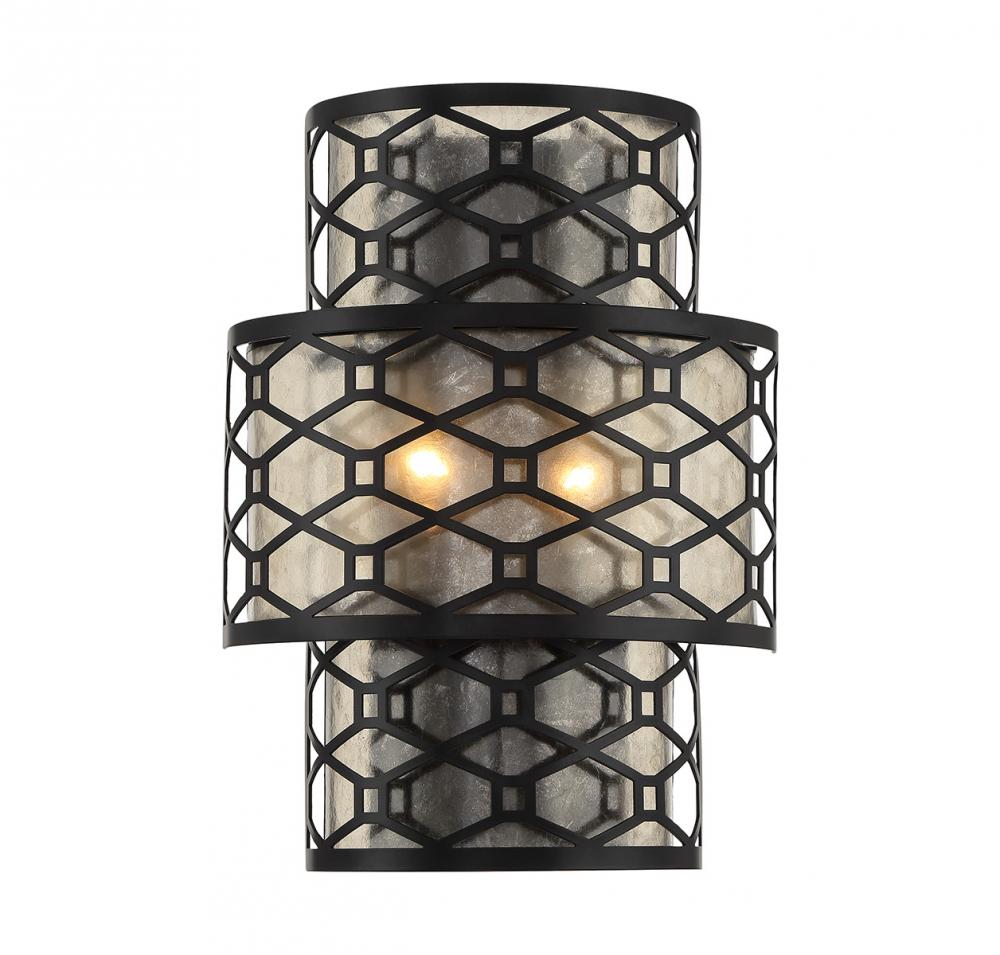 Mannheim 2-Light Wall Sconce in Matte Black