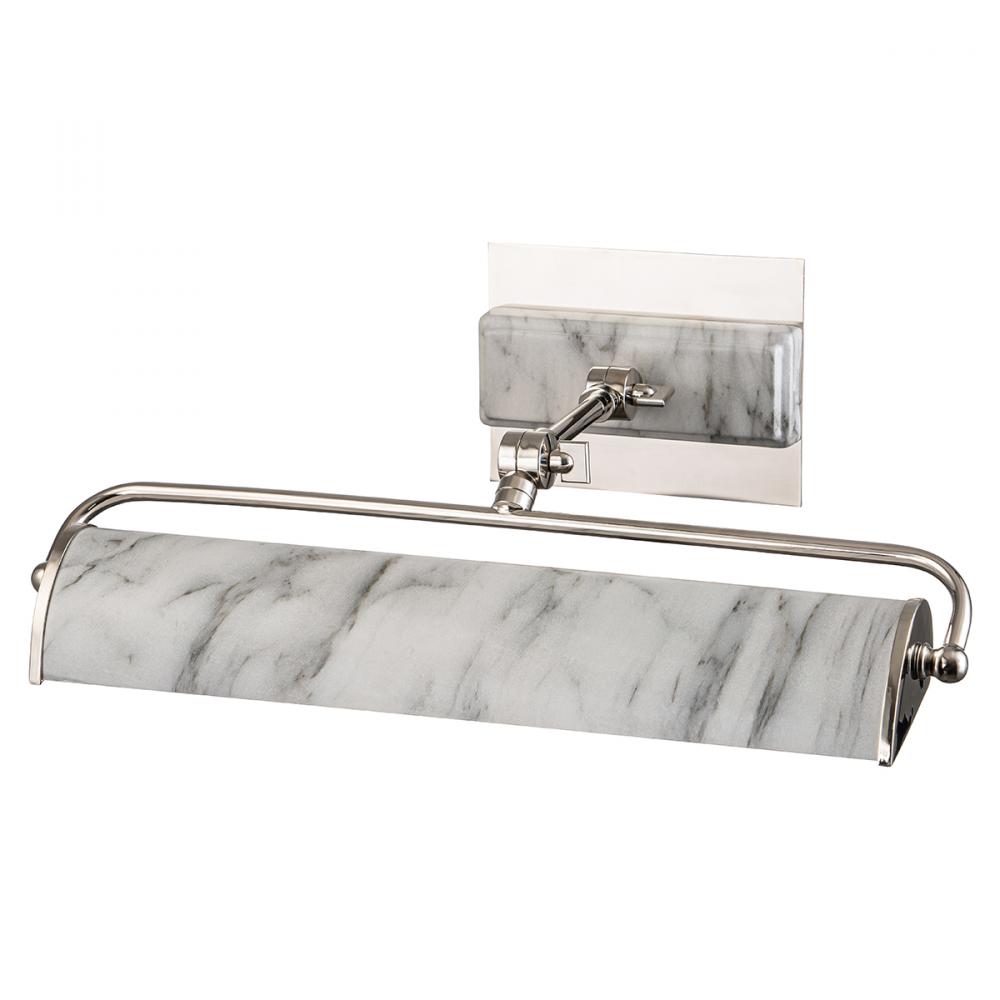 Winchfield Medium Picture Light in Polished Nickel and White Marble