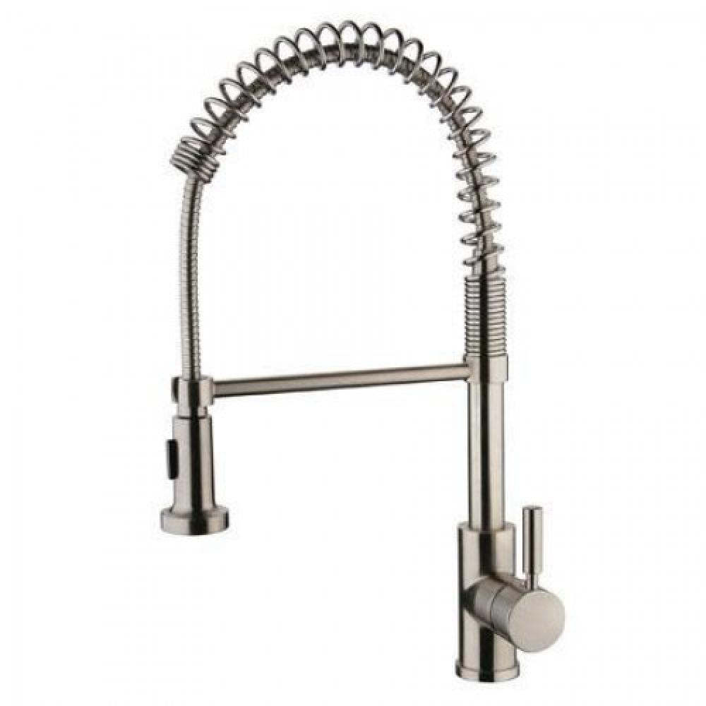 Single Handle Pull out Kitchen Faucet with 2FT extended hose No pop up drain included Brush Nickel F