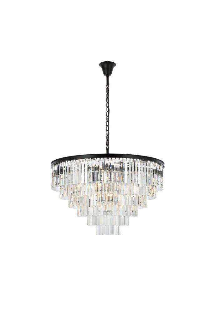 Sydney 33 Light Matte Black Chandelier Clear Royal Cut Crystal