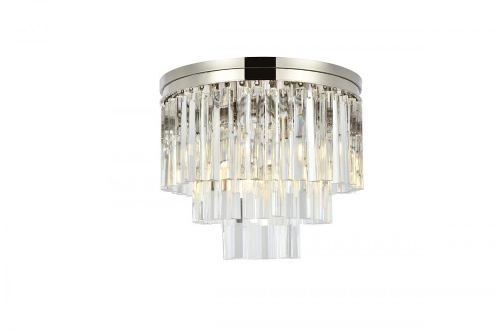 Sydney 9 Light Polished Nickel Flush Mount Clear Royal Cut Crystal