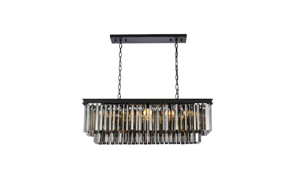 Sydney 12 Light Matte Black Chandelier Silver Shade (Grey) Royal Cut Crystal