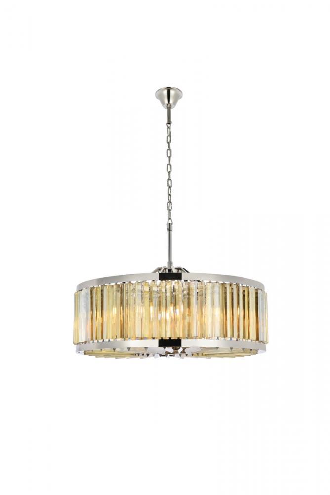 Chelsea 10 Light Polished Nickel Chandelier Golden Teak (Smoky) Royal Cut Crystal