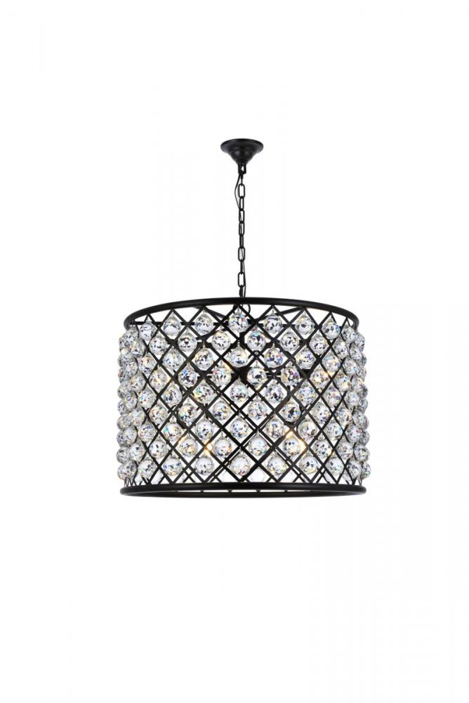 Madison 8 Light Matte Black Chandelier Clear Royal Cut Crystal