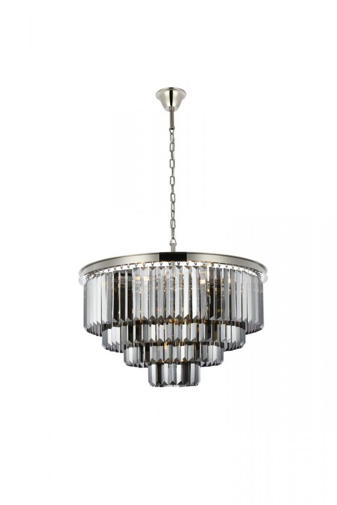 Sydney 17 Light Polished Nickel Chandelier Silver Shade (Grey) Royal Cut Crystal