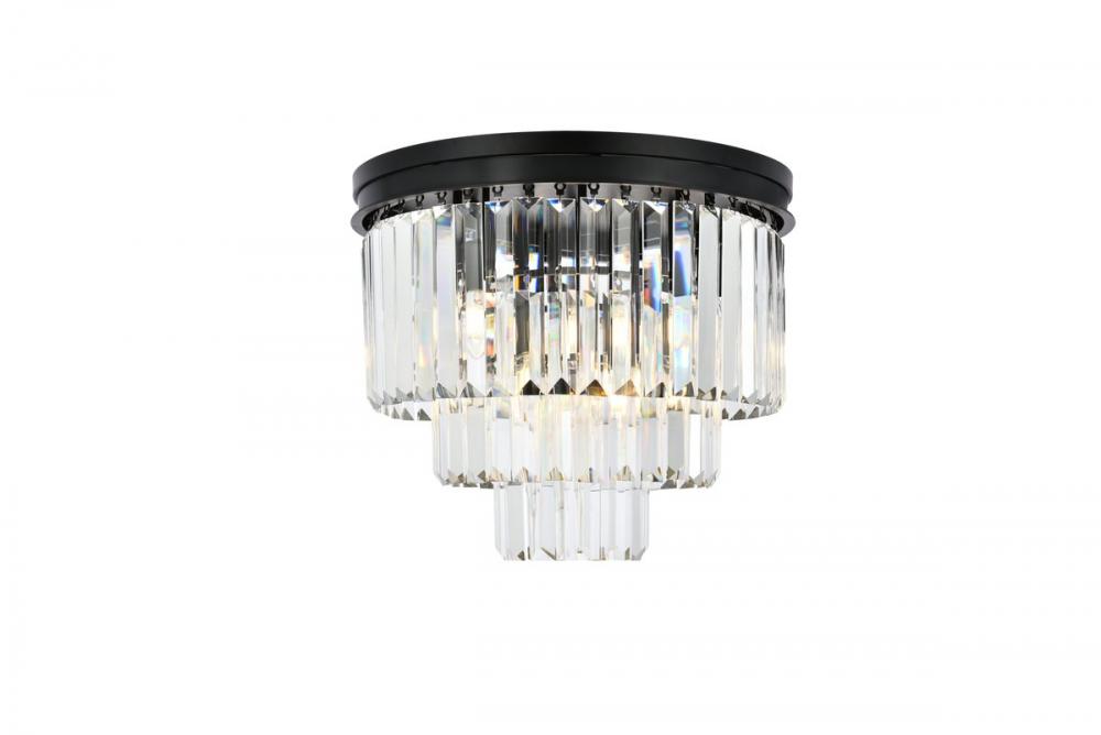 Sydney 9 light Matte Black Flush Mount Clear Royal Cut Crystal