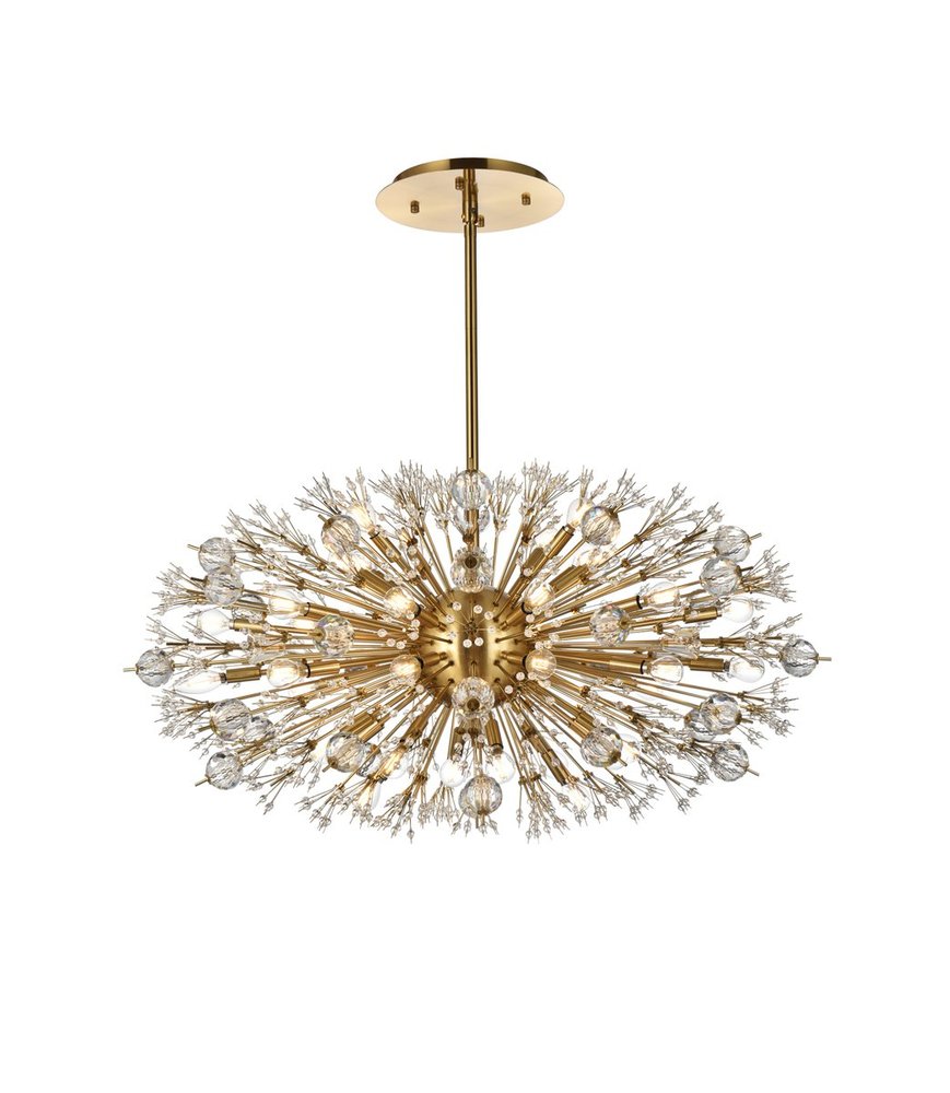 Vera 42 Inch Crystal Starburst Oval Pendant in Gold