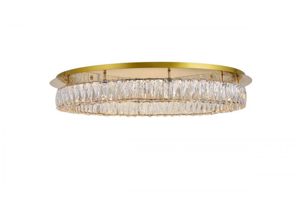 Monroe LED Light Gold Flush Mount Clear Royal Cut Crystal