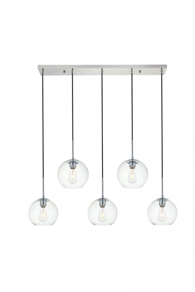 Baxter 5 Lights Chrome Pendant With Clear Glass