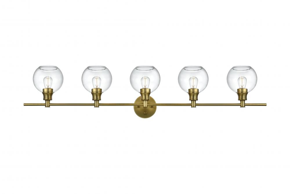 Collier 5 Light Satin Gold and Clear Glass Wall Sconce