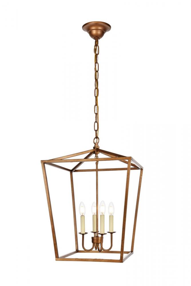 Maddox Collection Pendant D17 H24.25 Lt:4 Vintage Gold Finish