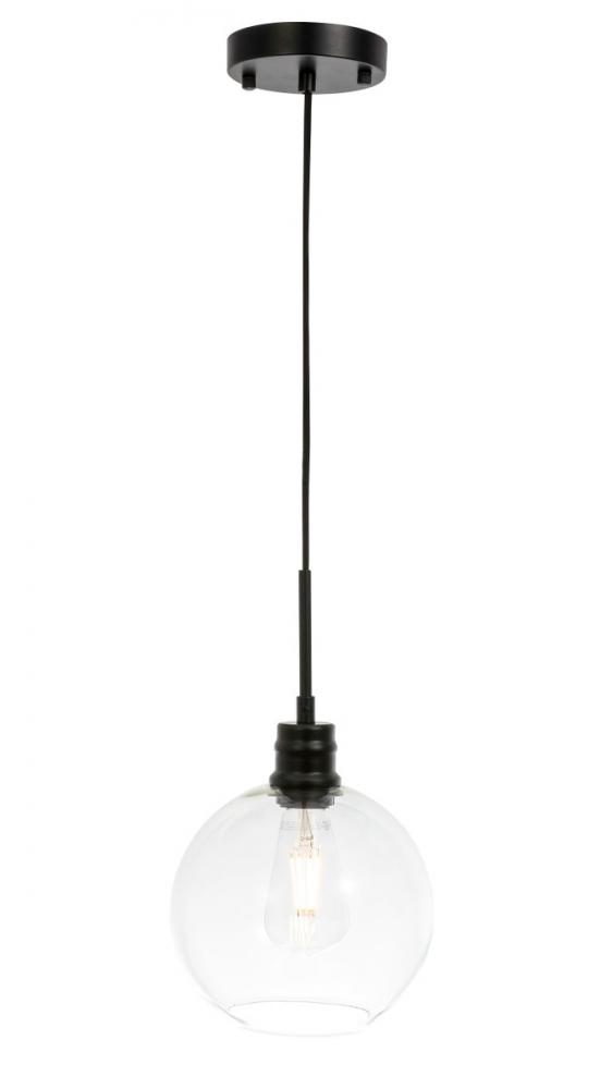 Emett 1 light Black and Clear glass pendant