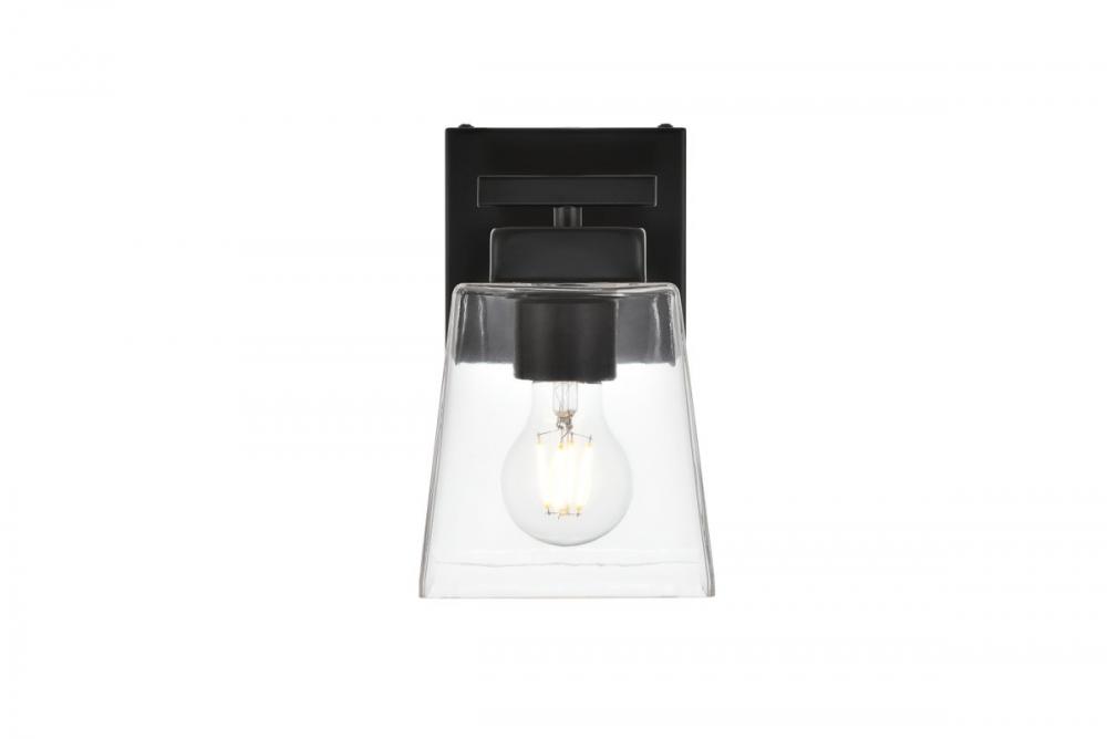 Merrick 1 light Black and Clear Bath Sconce