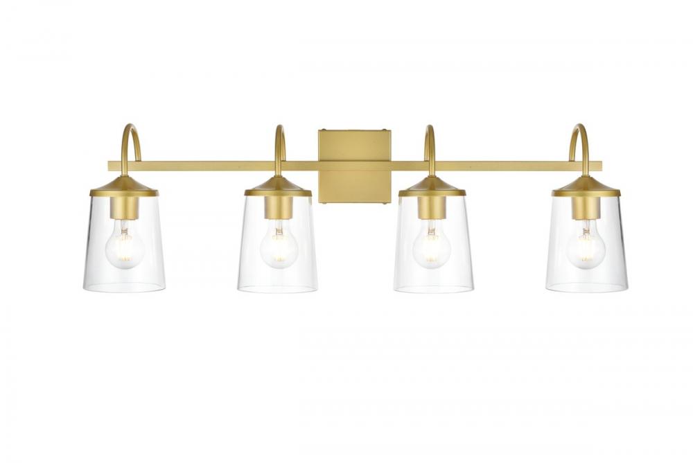 Avani 4 light Brass and Clear Bath Sconce