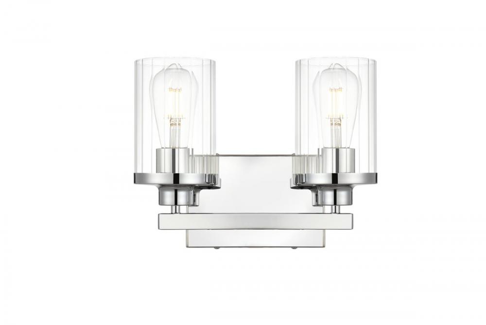 Saanvi 2 light Chrome and Clear Bath Sconce