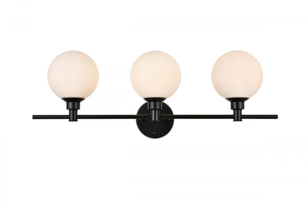 Cordelia 3 light Black and frosted white Bath Sconce