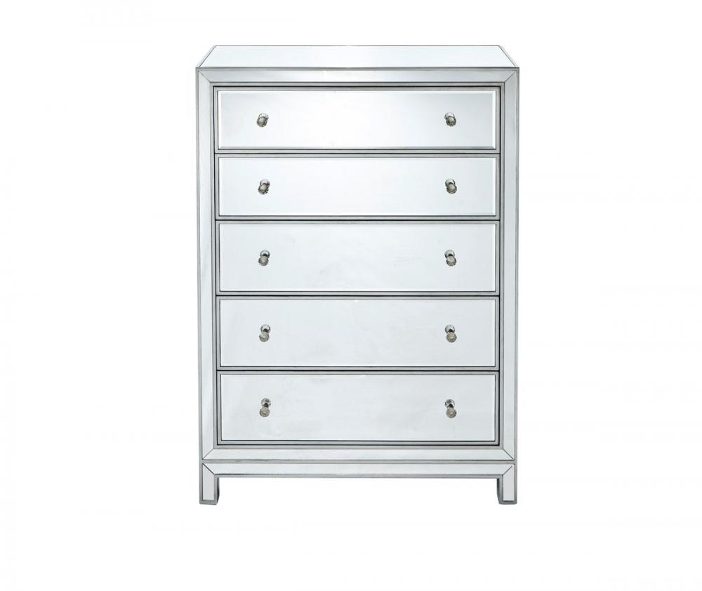 Chest 5 drawers 34in. W x 16in. D x 48in. H in antique silver paint