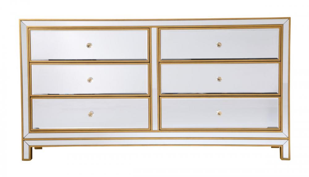 Cabinet 6 drawers 60in. W x 18in. D x 32in. H in gold