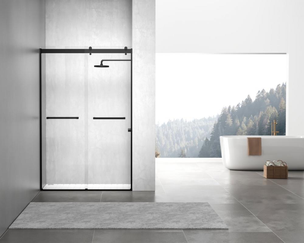 Semi-frameless shower door 48 x 76 Matte Black