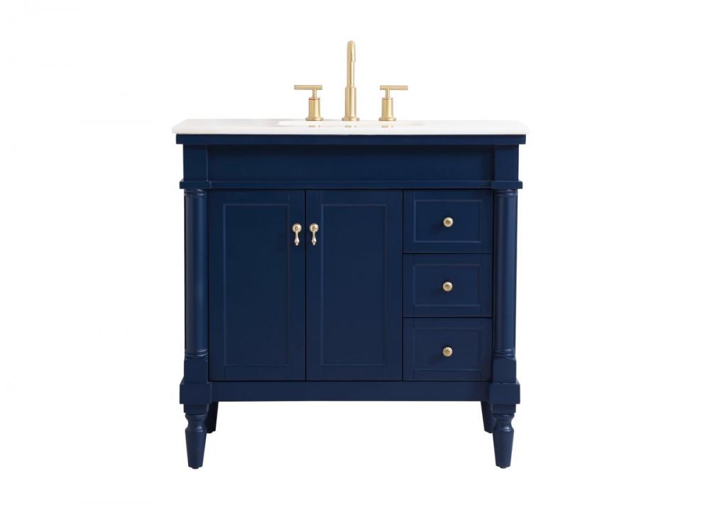 36 inch Single bathroom vanity in blue