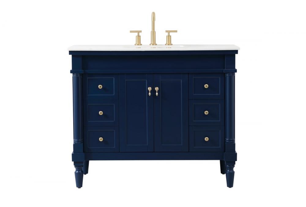 42 inch Single bathroom vanity in blue