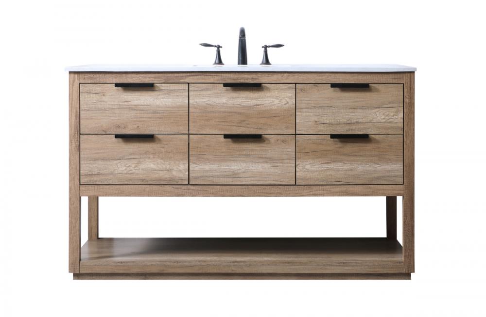 54 Inch Single Bathroom Vanity In Natural Oak