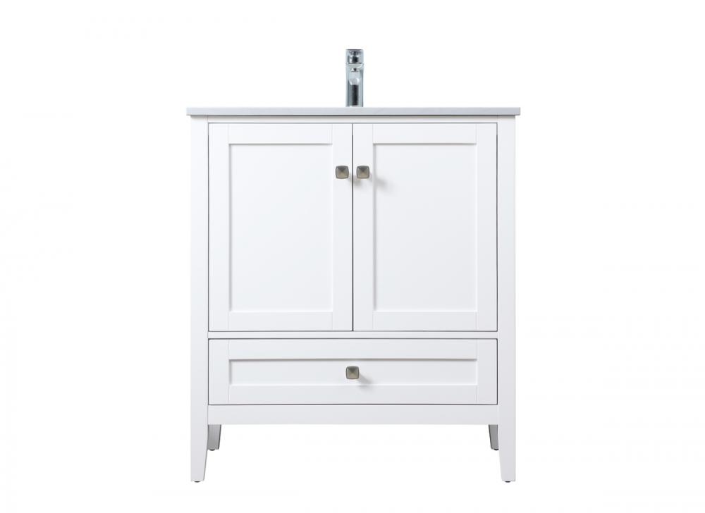 30 Inch SIngle Bathroom Vanity In White