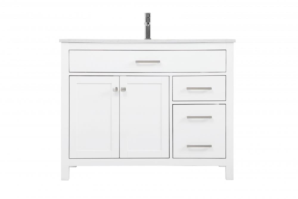 42 Inch Single Bathroom Vanity In White