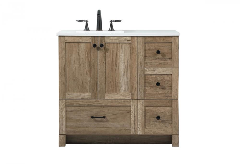 36 inch Single bathroom vanity in natural oak