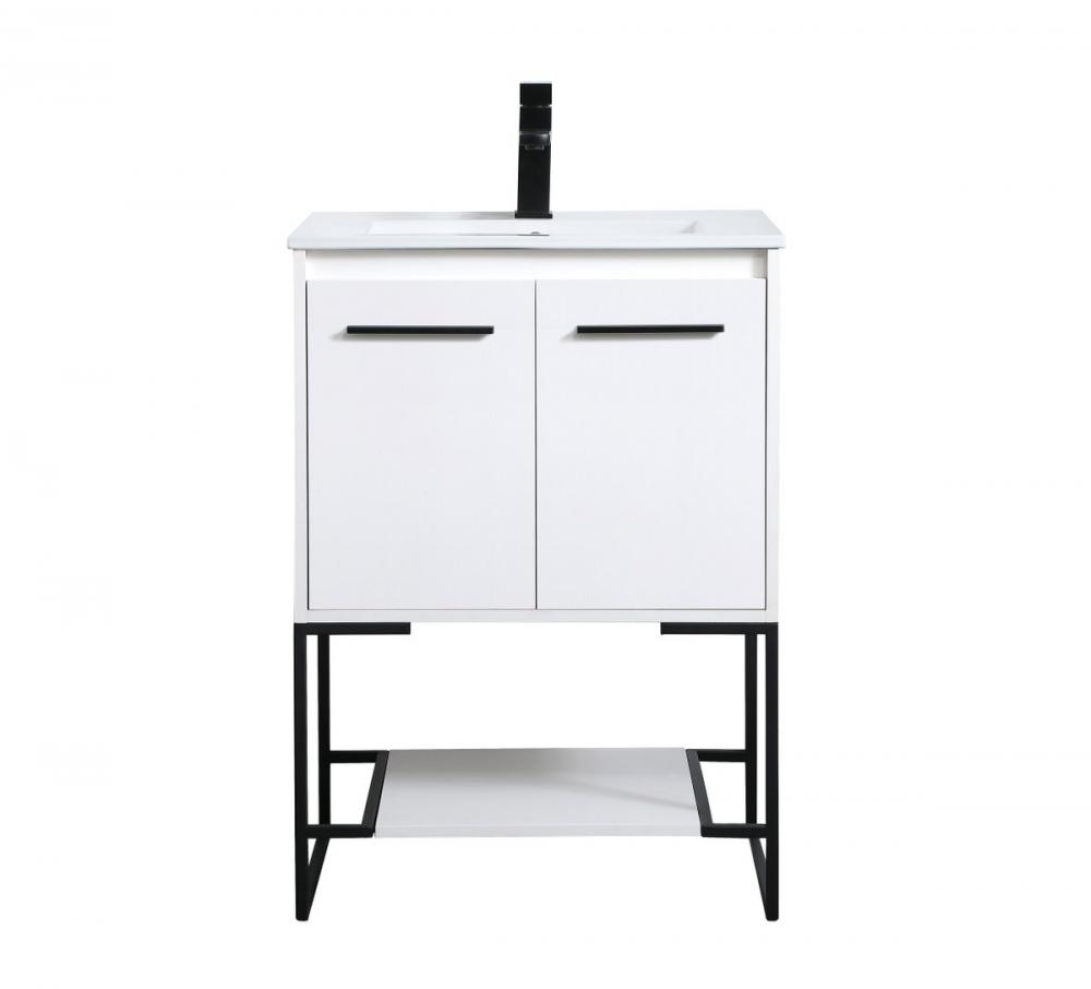 24 Inch Single Bathroom Vanity in White