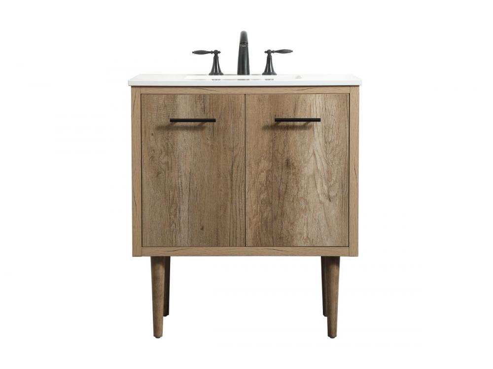 30 inch Single bathroom vanity in natural oak