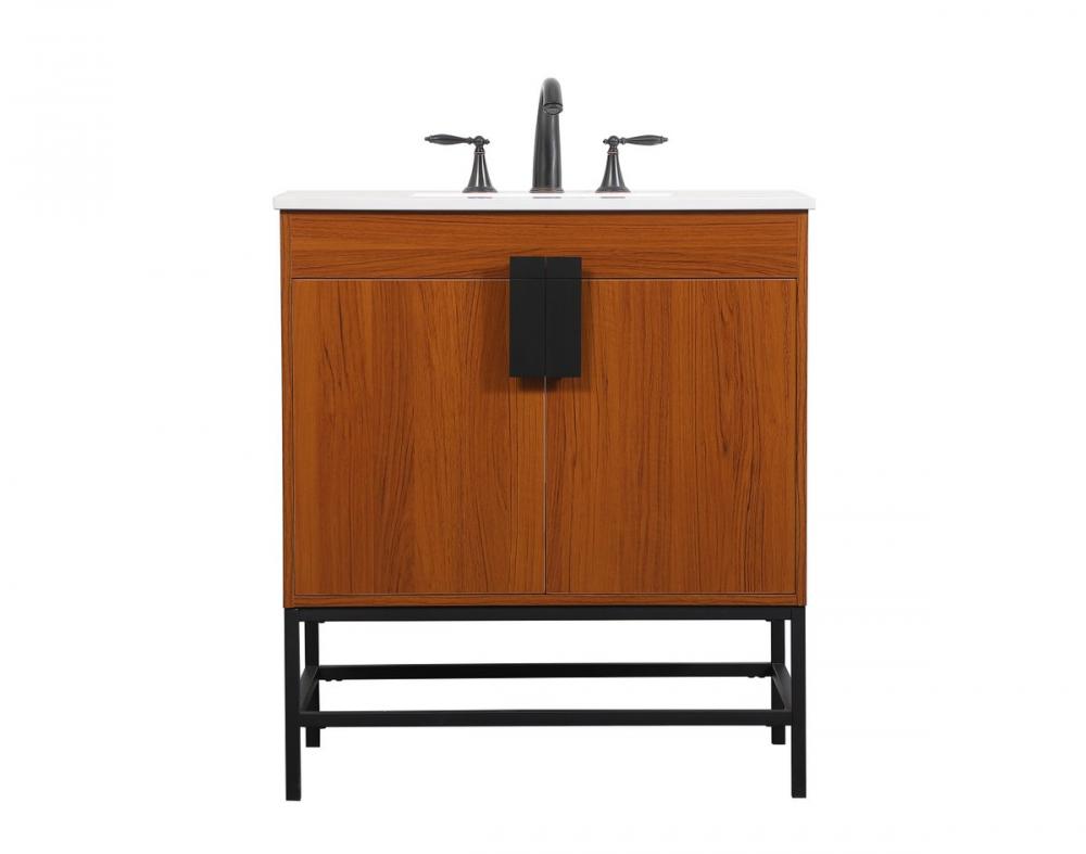 30 inch Single bathroom vanity in teak