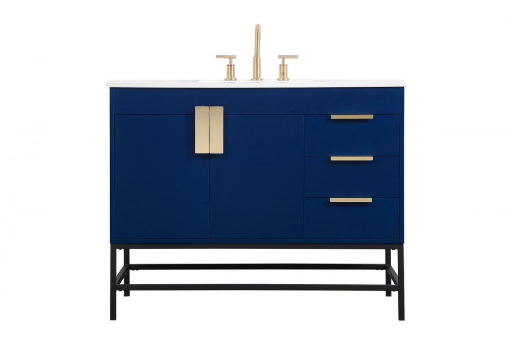 42 inch Single bathroom vanity in blue