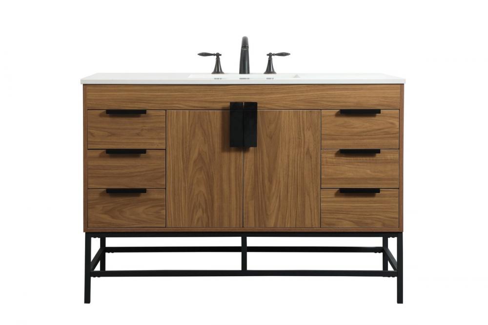 48 inch Single bathroom vanity in walnut brown