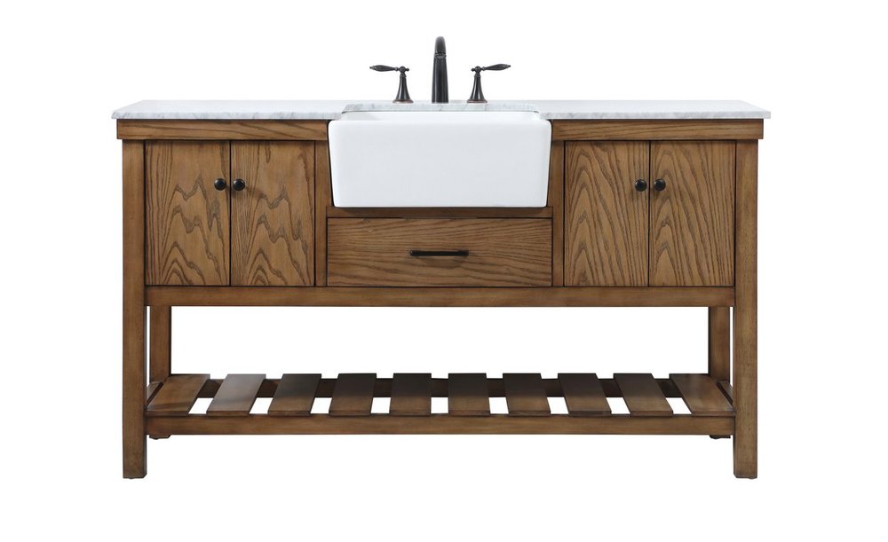 60 inch Single bathroom vanity in driftwood