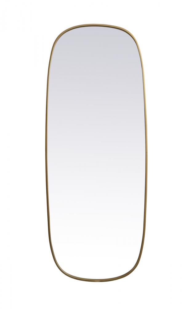 Metal Frame Oval Mirror 24x60 Inch in Brass