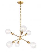 Elegant LD5034D16BR - Nolan 6 Light Brass Pendant